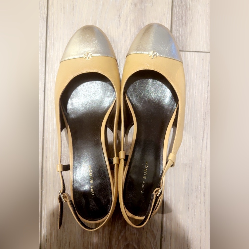 Tory Burch Beige and Metallic shoes
